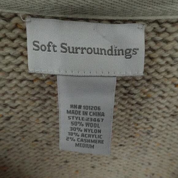 Soft Surroundings Sweater Cardigan Womens Medium Oatmeal Shawl Neck Long Toggle - Picture 4 of 12